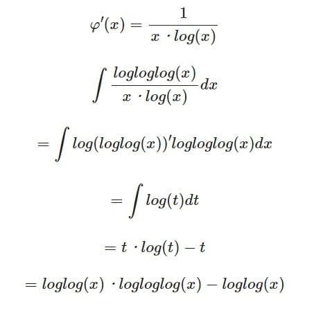 ∫(logloglogx)/x・logxdx の解き方 置換積分
